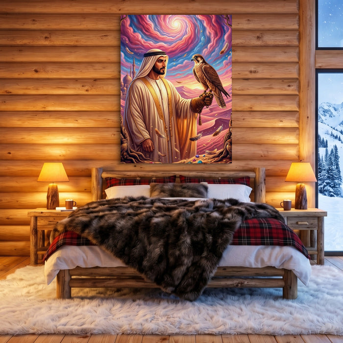 Desert Falconry — desert falconry sq cozy cabin 1port flush print