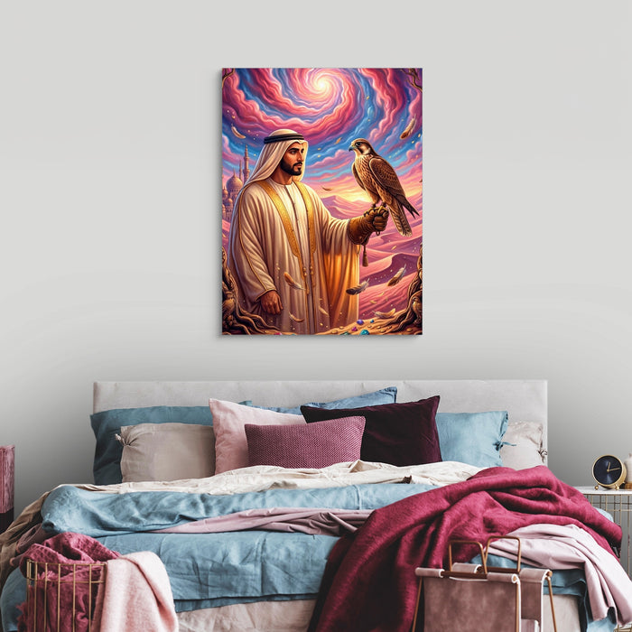 Desert Falconry — desert falconry sq luxury bedroom 1port flush print