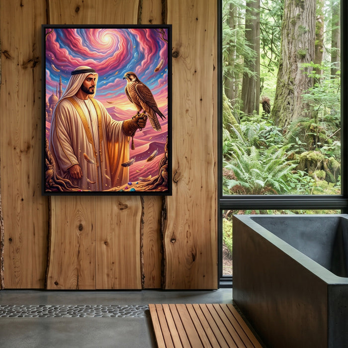 Desert Falconry — desert falconry sq outdoor bathroom log 1port framed black