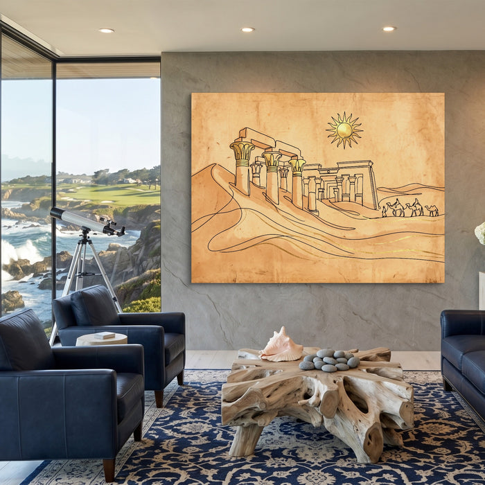 Desert Temple Sunrise — desert temple sunrise sq coastal views 1land flush print