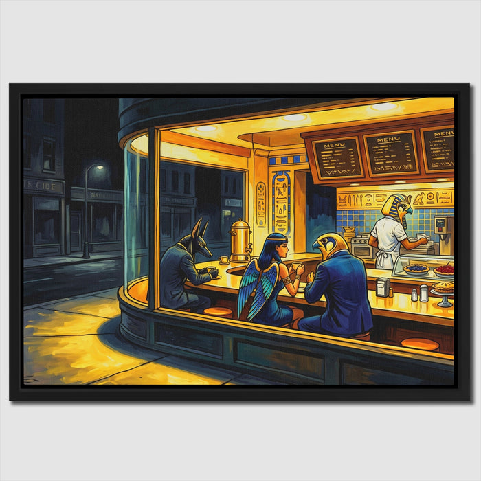 Diner Nocturne Gold canvas wall art, room view