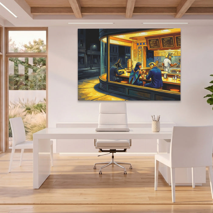 Diner Nocturne Gold canvas wall art, room view