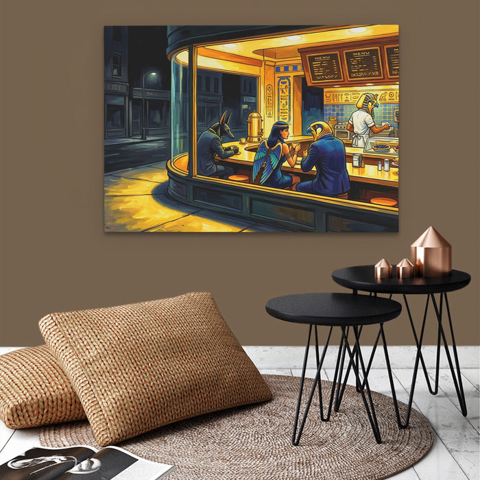 Diner Nocturne Gold canvas wall art, room view