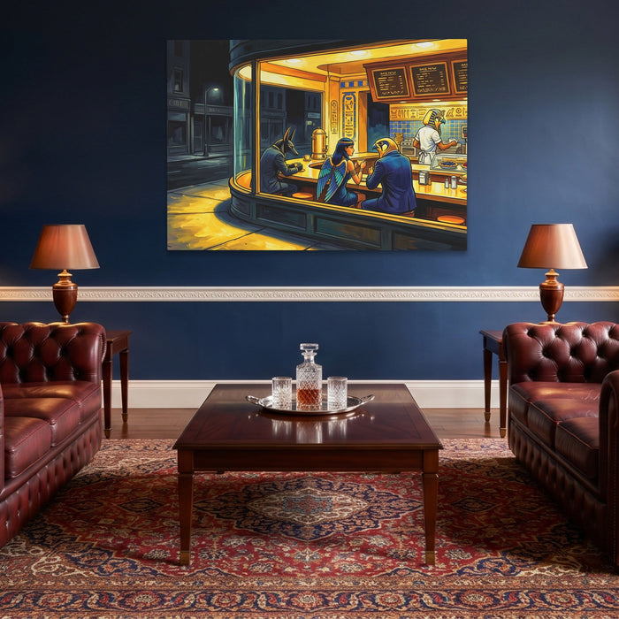 Diner Nocturne Gold canvas wall art, room view