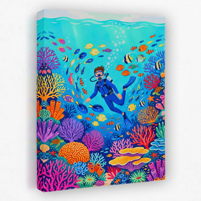 Diver Coral Kingdom canvas wall art