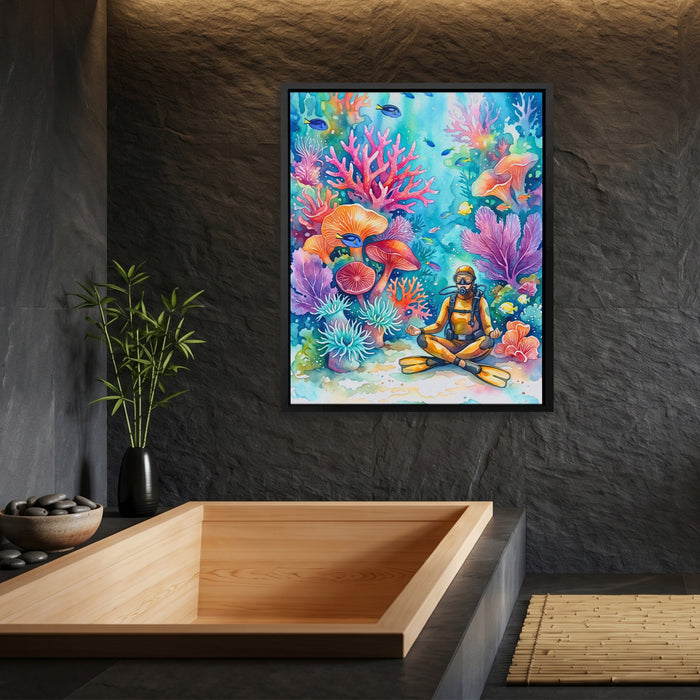 Diver Coral Meditation canvas wall art, room view