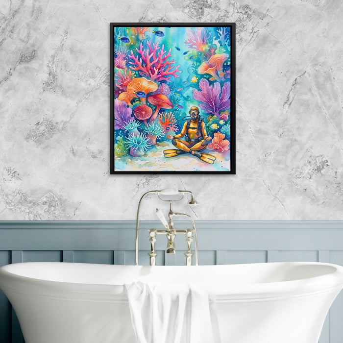 Diver Coral Meditation canvas wall art, room view