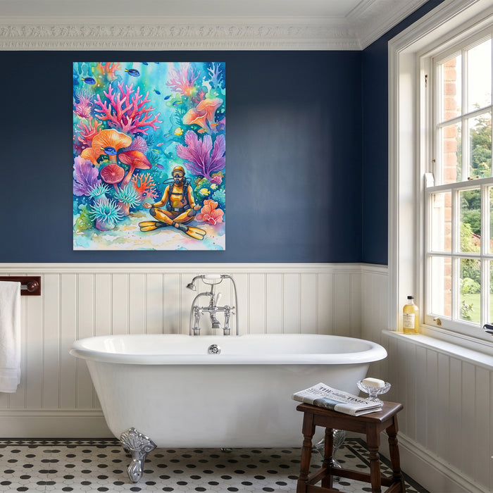 Diver Coral Meditation canvas wall art, room view