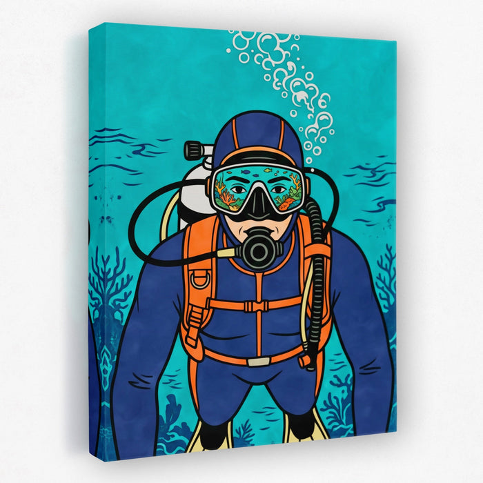 Diver Deep Reflection canvas wall art