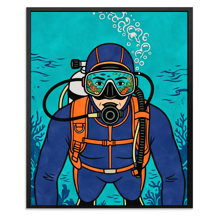 Diver Deep Reflection canvas wall art, room view