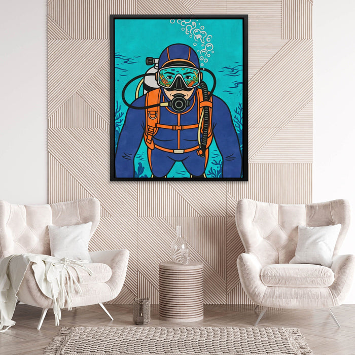 Diver Deep Reflection canvas wall art, room view