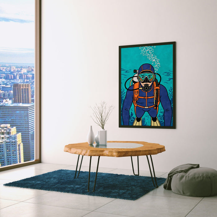Diver Deep Reflection canvas wall art, room view