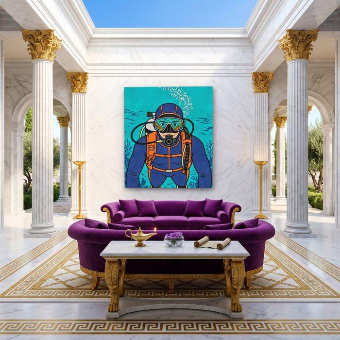 Diver Deep Reflection canvas wall art, room view