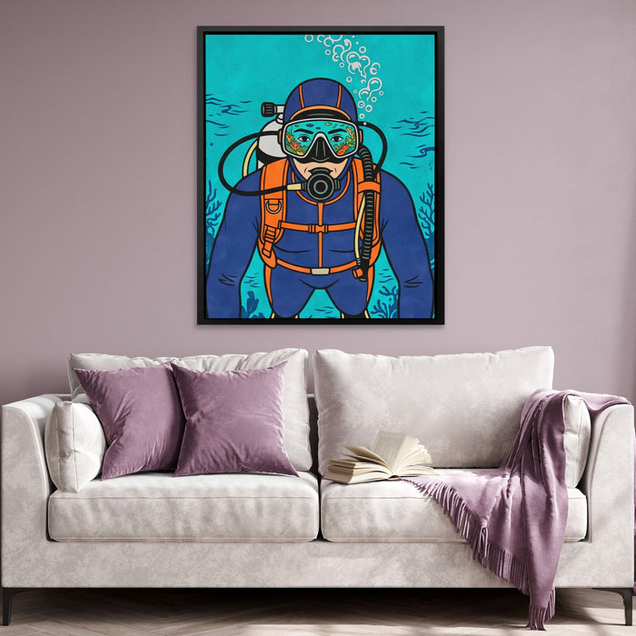 Diver Deep Reflection canvas wall art, room view