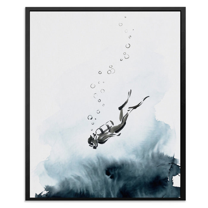 Diver Descending Abyss canvas wall art, room view