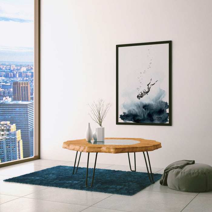 Diver Descending Abyss canvas wall art, room view