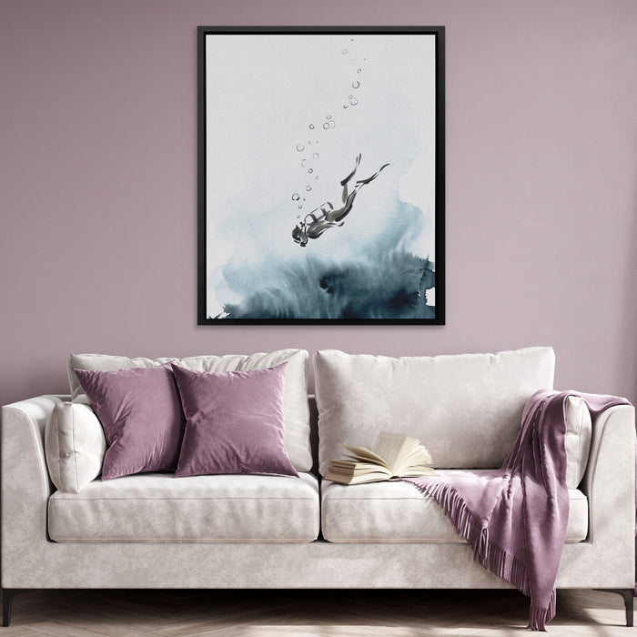 Diver Descending Abyss canvas wall art, room view