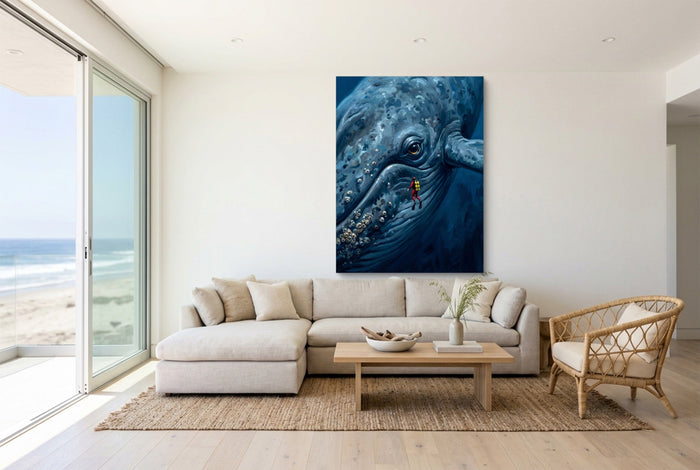 Diver Meets Ocean Giant - Luxury Wall Art