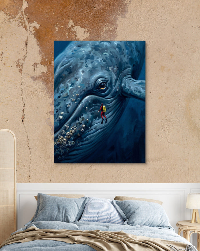 Diver Meets Ocean Giant - Luxury Wall Art