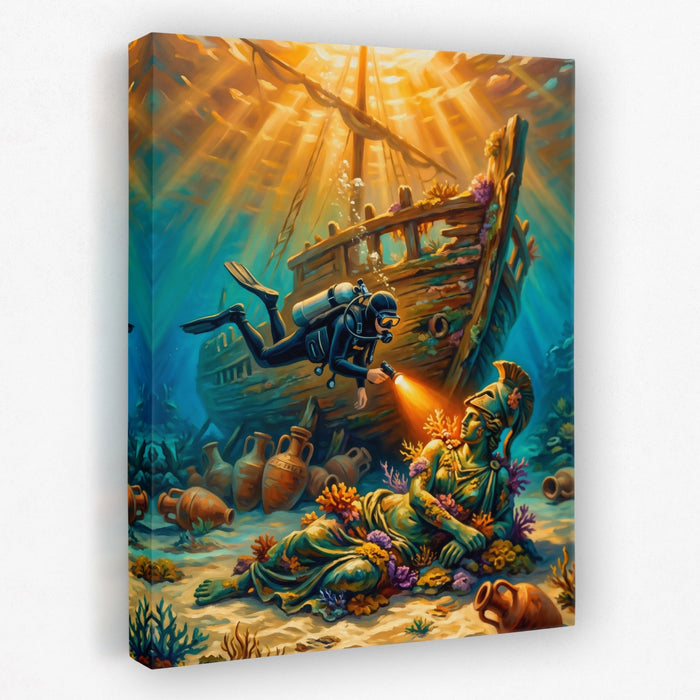 Diver Sunken Wreck canvas wall art
