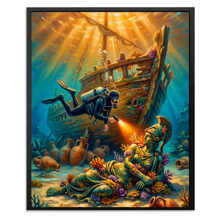 Diver Sunken Wreck canvas wall art, room view