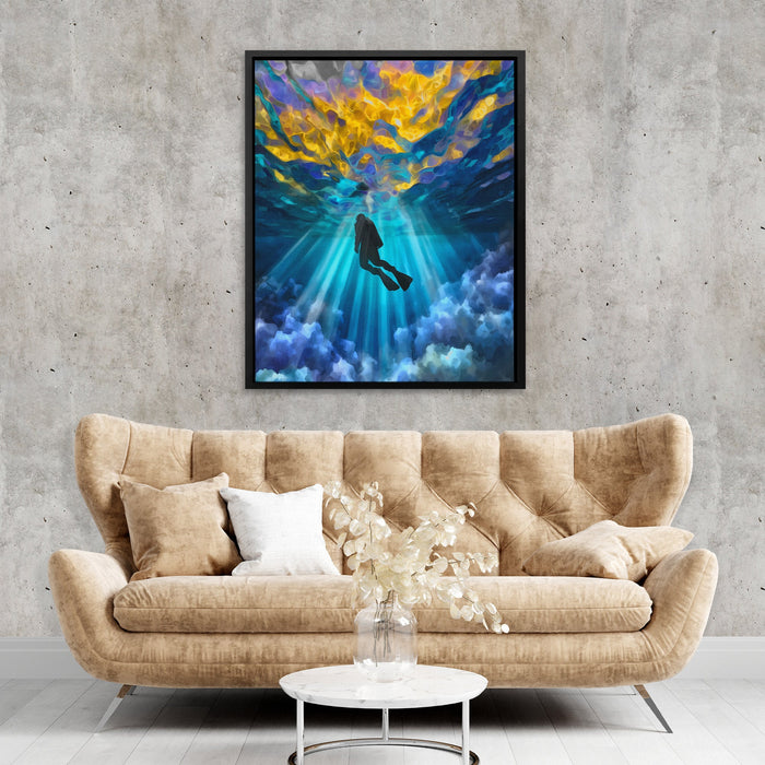 Diver's Golden Descent - Luxury Wall Art