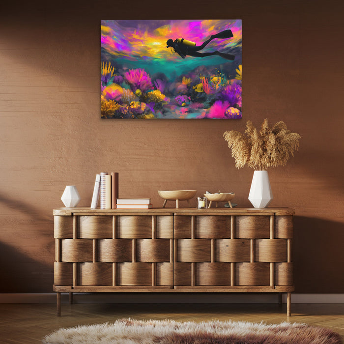 Divers Neon Depths - Luxury Wall Art