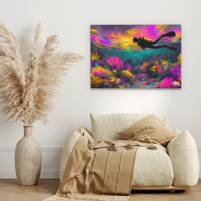 Divers Neon Depths - Luxury Wall Art