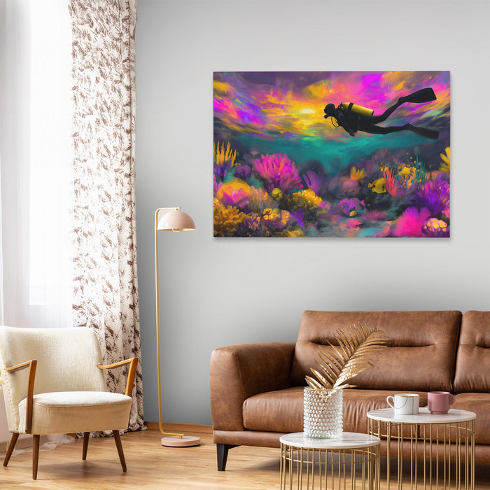 Divers Neon Depths - Luxury Wall Art
