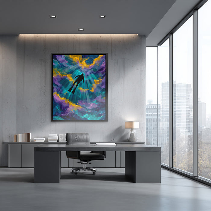 Diver's Teal Ascension - Luxury Wall Art