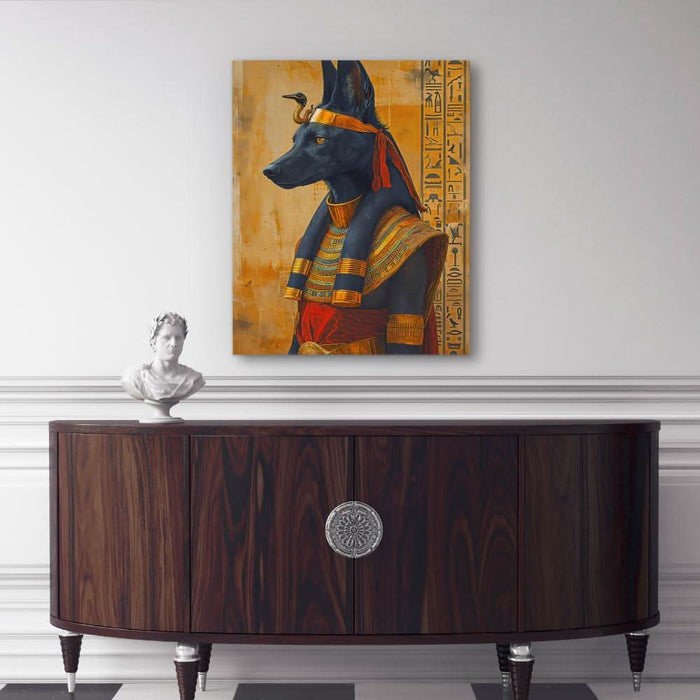 Divine Protector - Black and Gold Canine Canvas Print