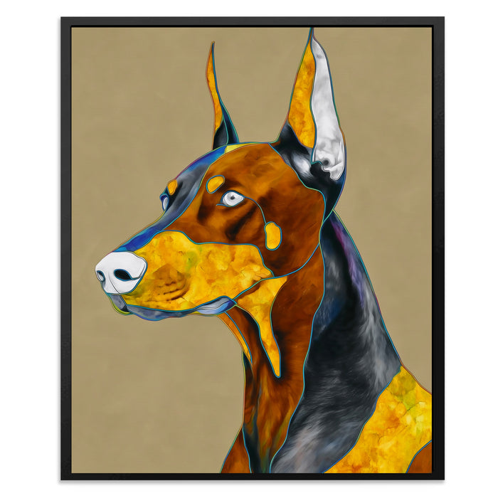 Doberman Geometric Profile canvas wall art, room view