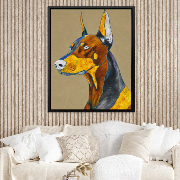 Doberman Geometric Profile canvas wall art, room view