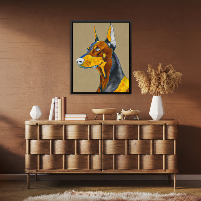 Doberman Geometric Profile canvas wall art, room view