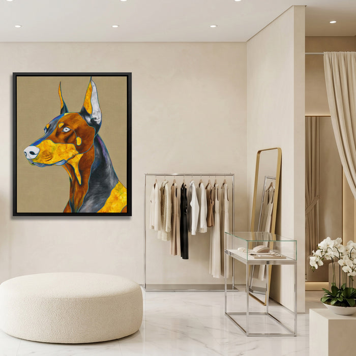 Doberman Geometric Profile canvas wall art, room view