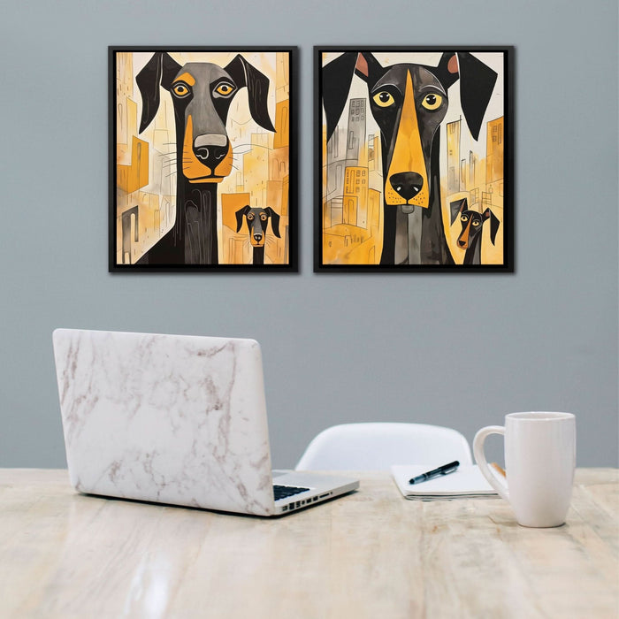 Doberman Pack Canvas (2) Set - Large Canvas Print