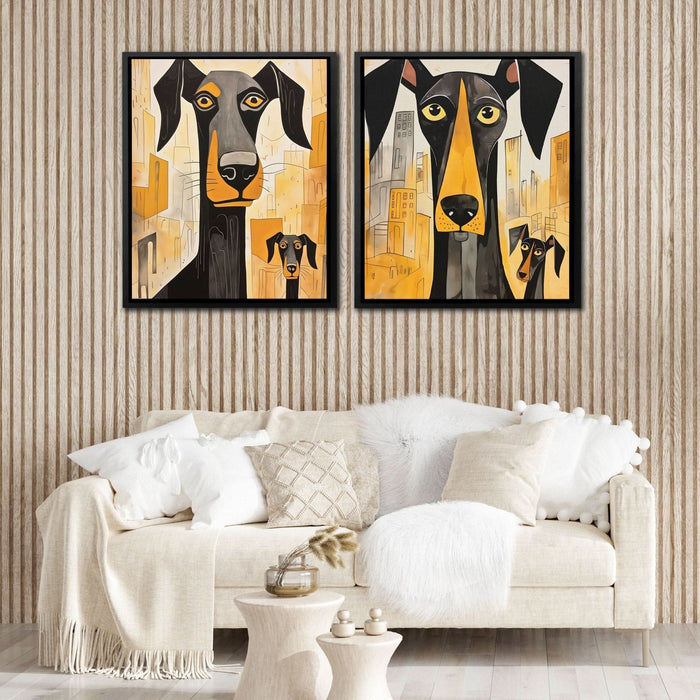 Doberman Pack Canvas (2) Set - Wall Art for Bedroom
