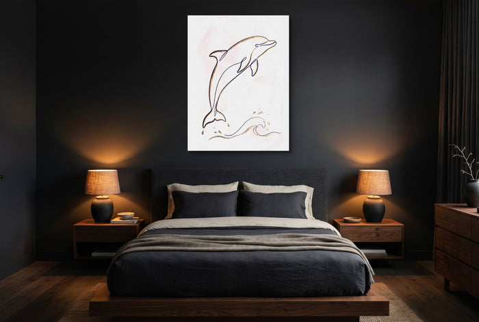 Dolphin Arc — dolphin arc bedroom with dark walls 1port flush print