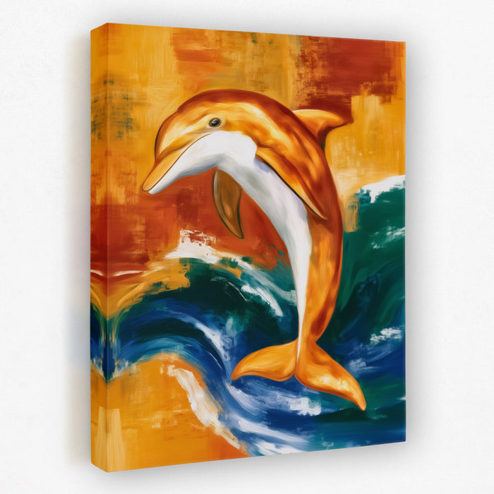 Dolphin Arching Leap canvas wall art