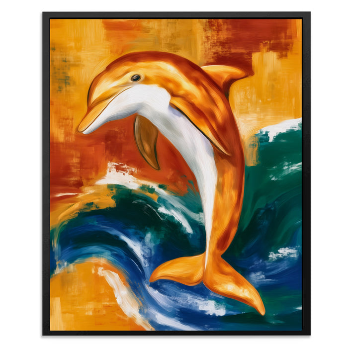 Dolphin Arching Leap canvas wall art, room view