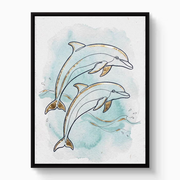 Dolphin Duo Ascent — dolphin duo ascent white studio framed black