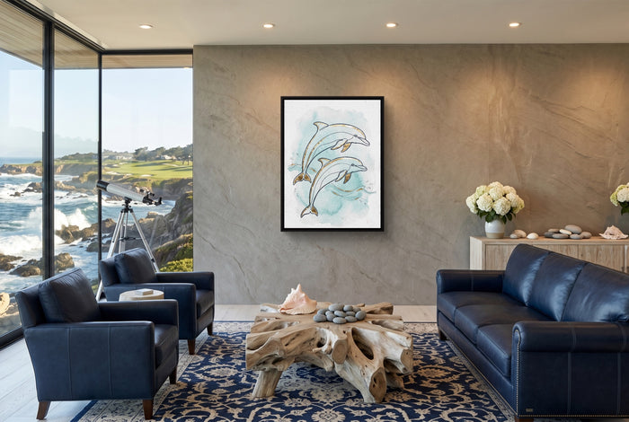 Dolphin Duo Ascent — dolphin duo ascent living room with ocean view 1port framed black