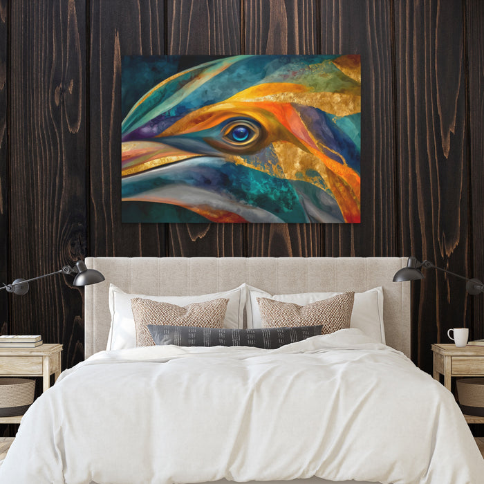 Dolphin Prismatic Fragment canvas wall art, room view