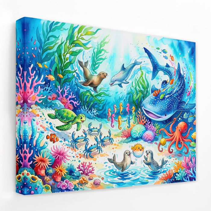 Dolphin Reef Paradise canvas wall art