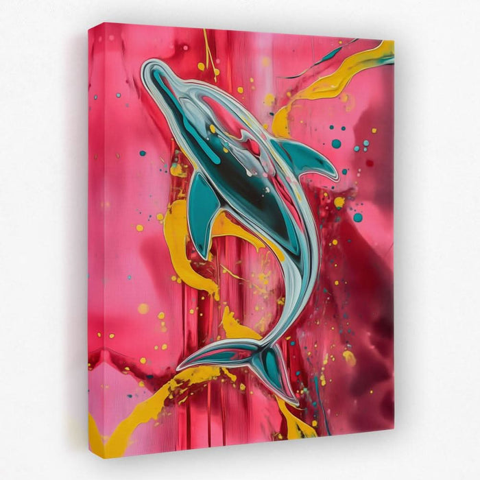 Dolphin Splash - Beach House Canvas Wall Art