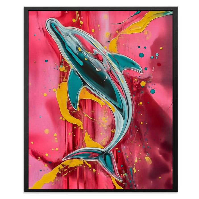 Dolphin Splash - Colorful Dolphin Canvas Print