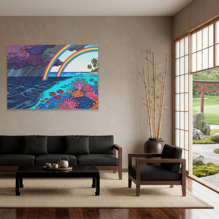 Double Rainbow Reef canvas wall art, room view