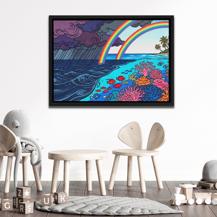 Double Rainbow Reef canvas wall art, room view