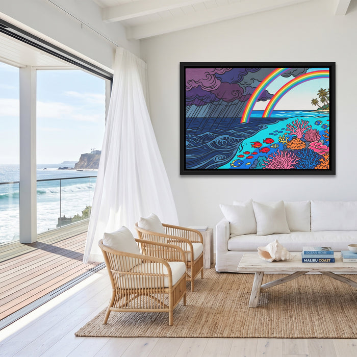 Double Rainbow Reef canvas wall art, room view