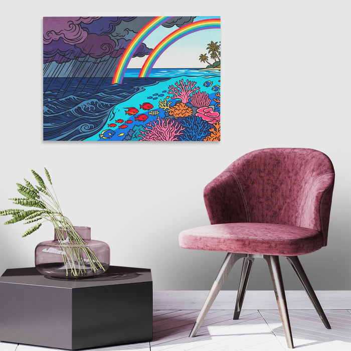 Double Rainbow Reef canvas wall art, room view